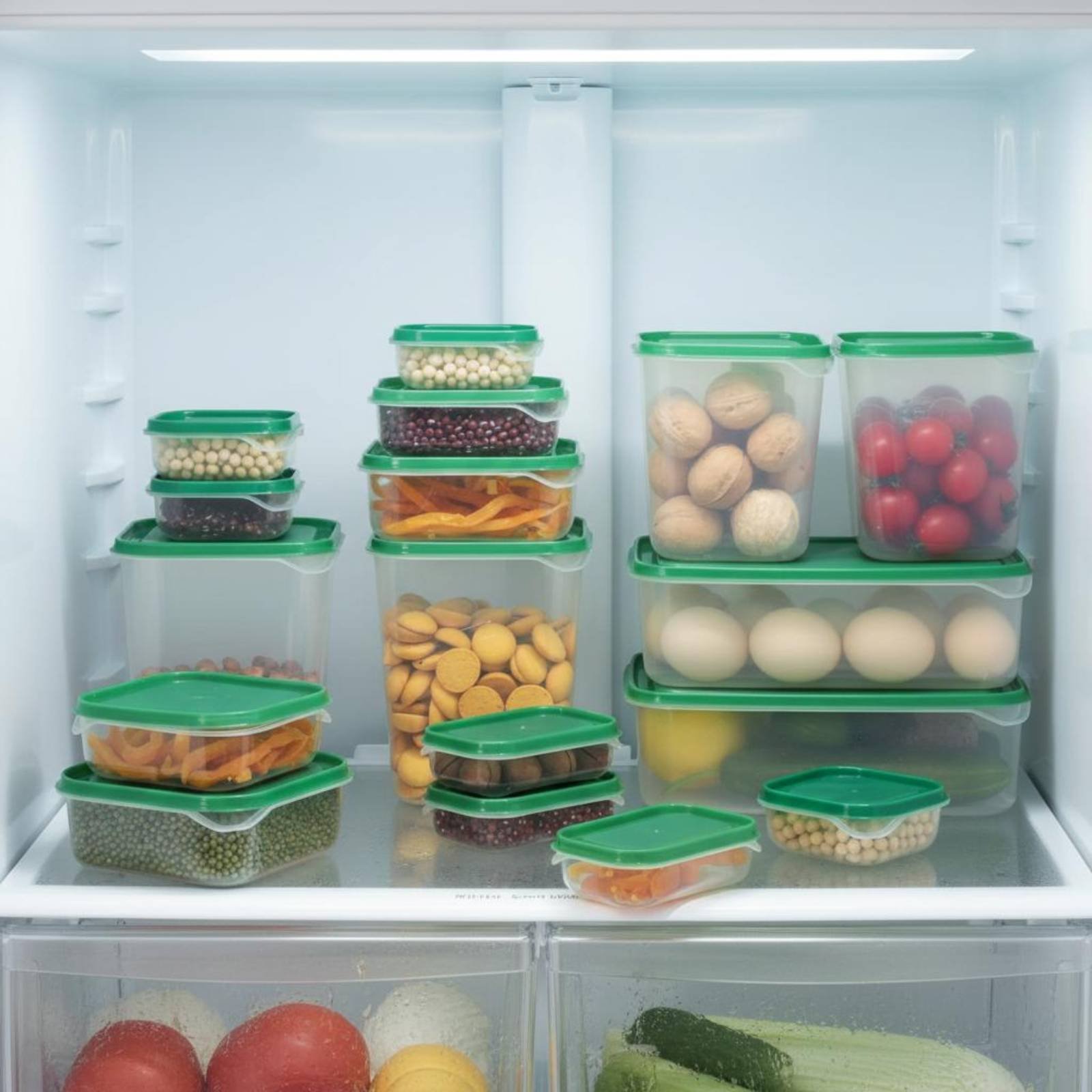 Food Storage Plastic Container - 17개 냉장고 보관함 세트, 새지 않는