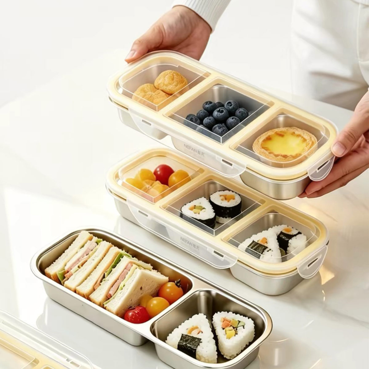 Food Storage Metal Box - 스테인리스 스틸 뚜껑 있는 식품 보관