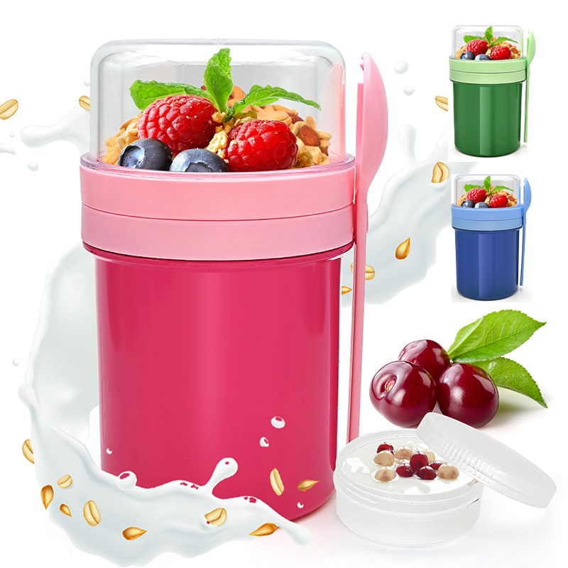 Food Storage Warehouse - 휴대용 이중 레이어 오버나이트 오트밀 컵,