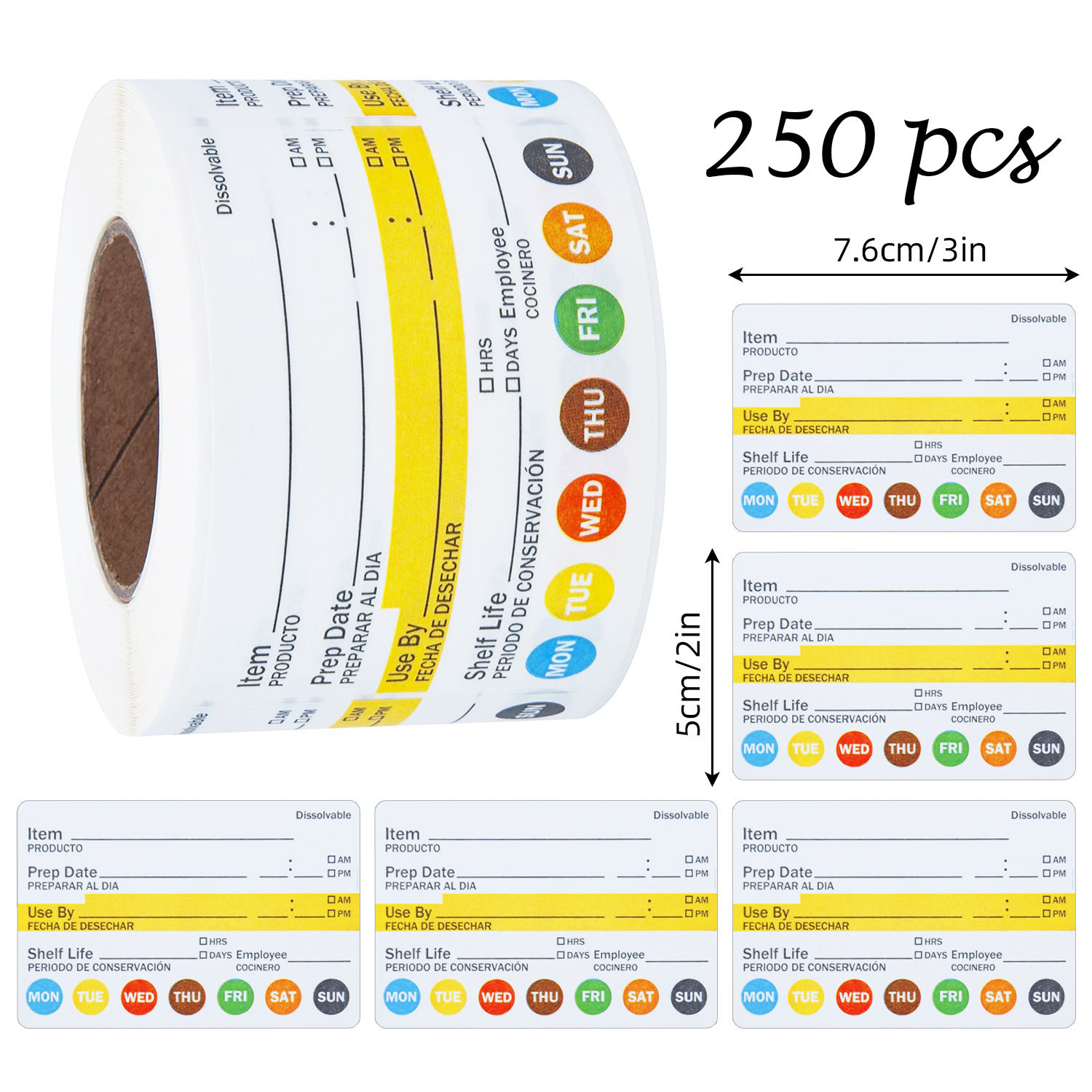 Food Storage Labels - 250Pcs/롤 식품 날짜 라벨 주방 용기용
