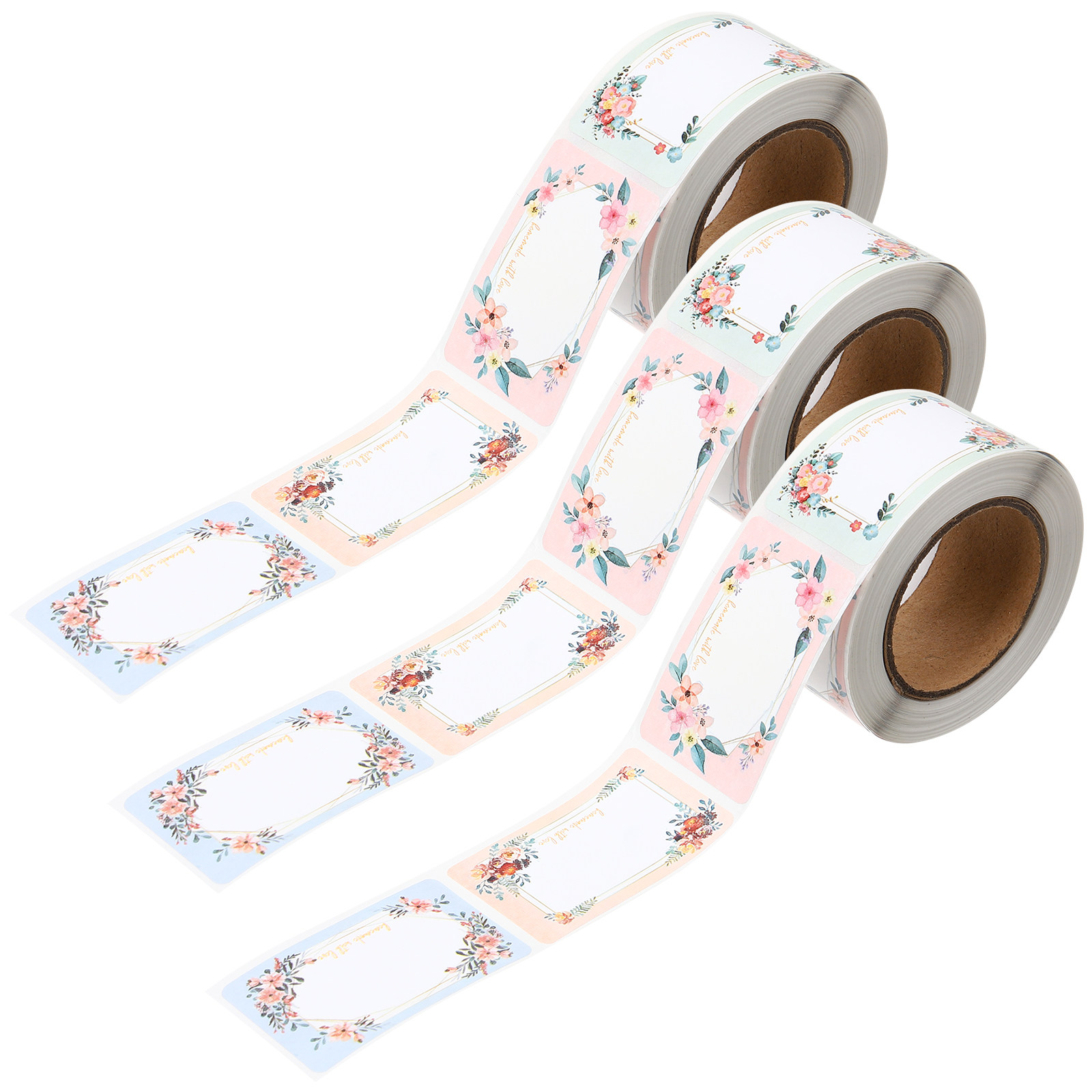 Food Storage Label - 3개들이 무지 이름 스티커, 꽃무늬 병