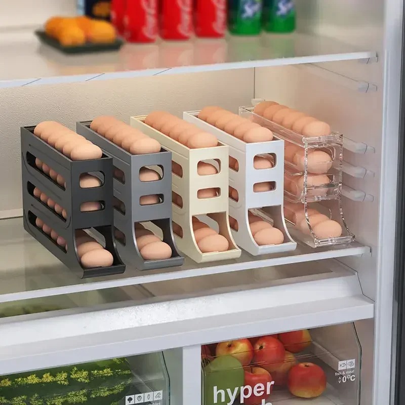 Egg Storage Holder - 냉장고 계란 보관함 4단 자동 롤링