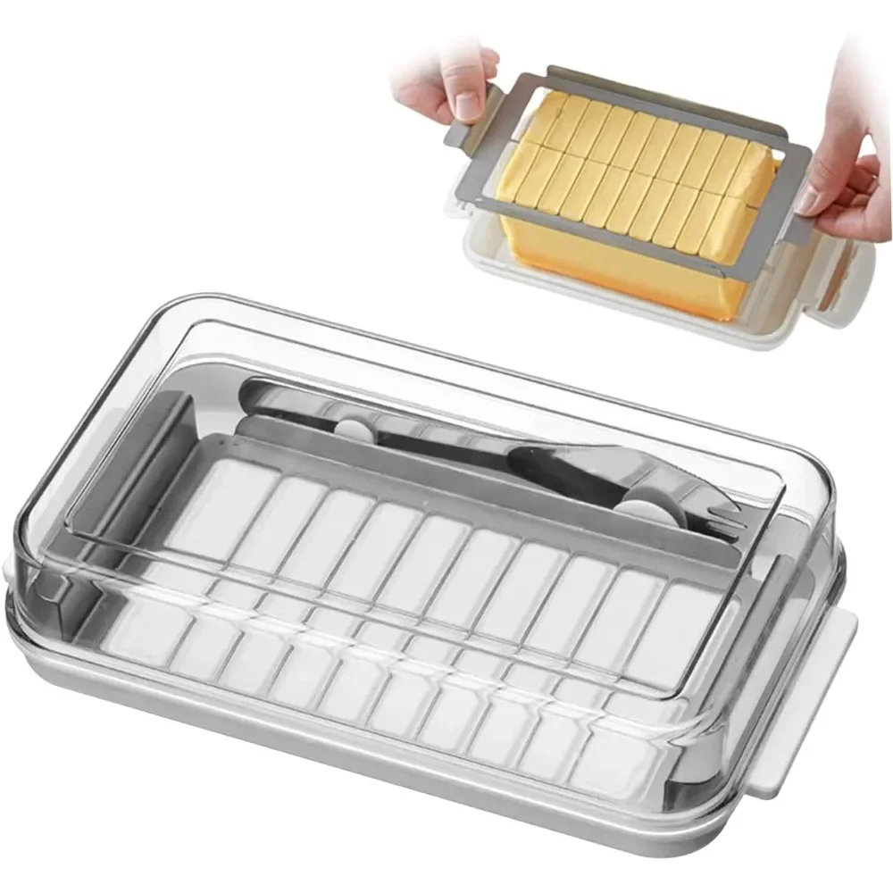 Food Storage Airtight - 버터 보관 상자 투명 뚜껑과 커터가