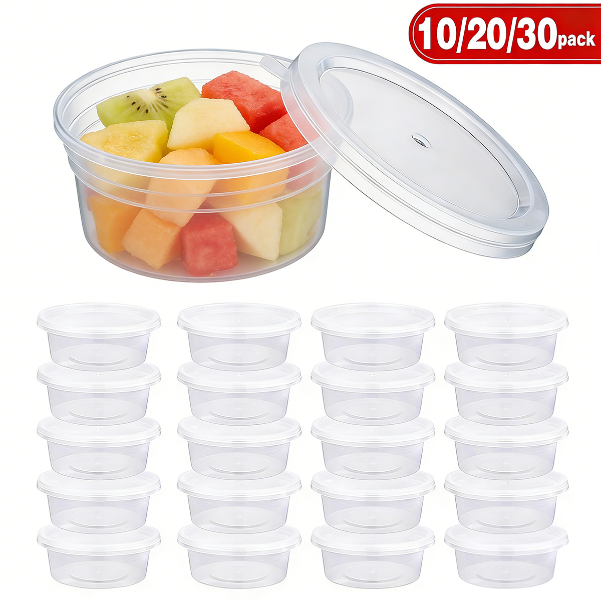 Food Storage Plastic Container - 10/20/30개입 소형 슬라임 용기(뚜껑 포함), 조미료