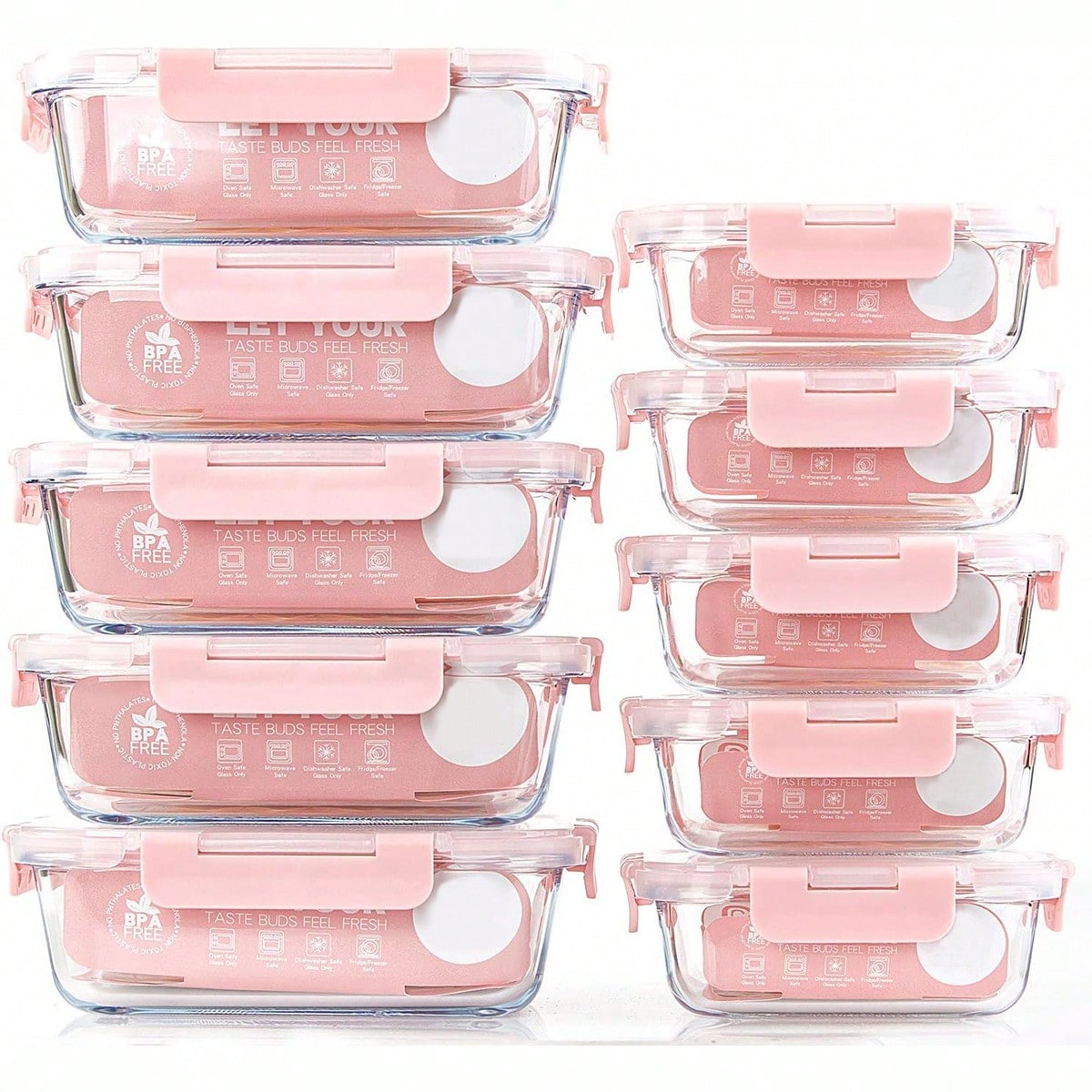 Food Storage Warehouse - 10팩 유리 밀프렙 용기, 뚜껑이 있는