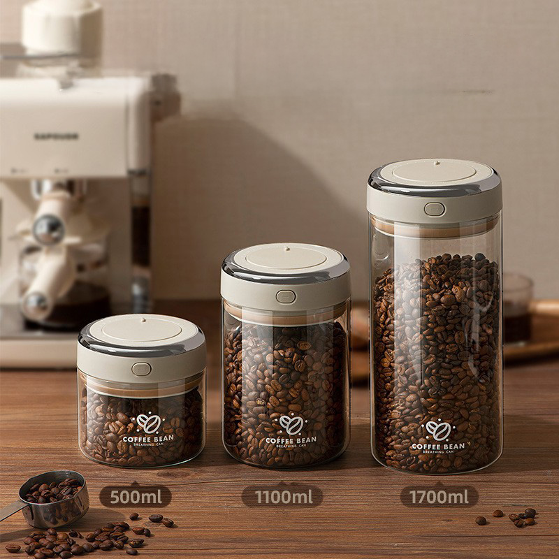 Food Storage Airtight - 500/1100/1700ml 커피 원두 진공 밀봉 탱크