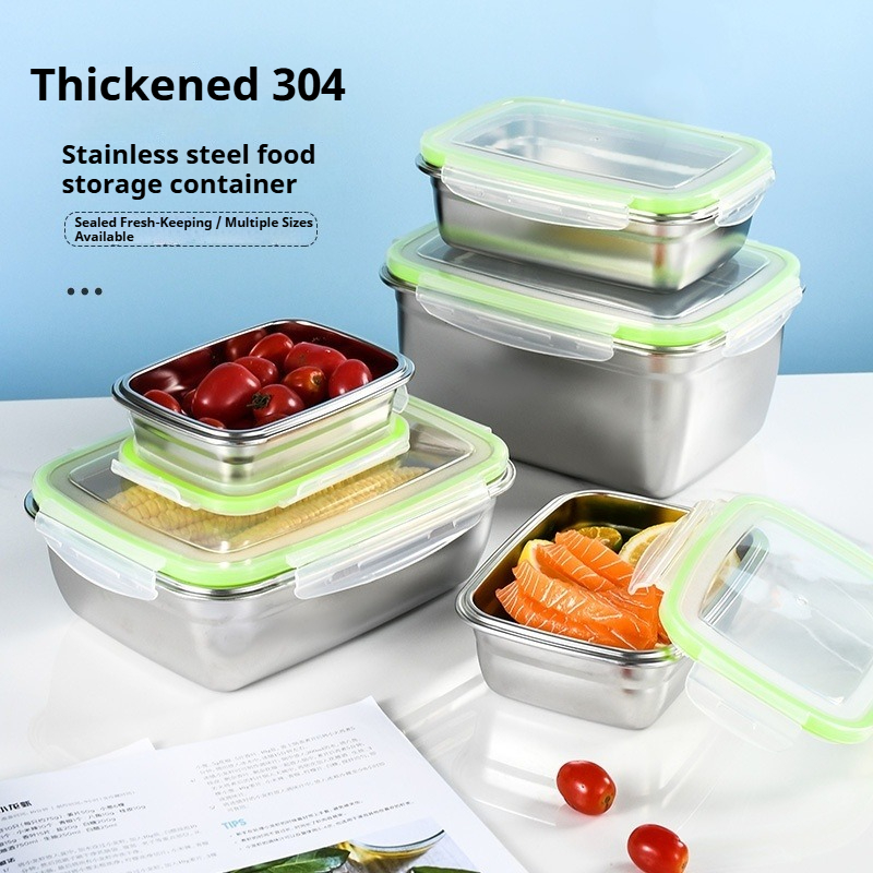 Food Storage Metal Box - 304 스테인리스 스틸 도시락 세트, 실리콘