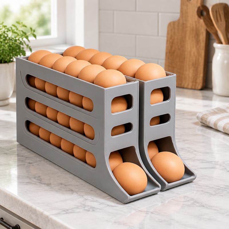 Egg Storage Holder - 냉장고용 4단 회전식 계란 보관대, 공간