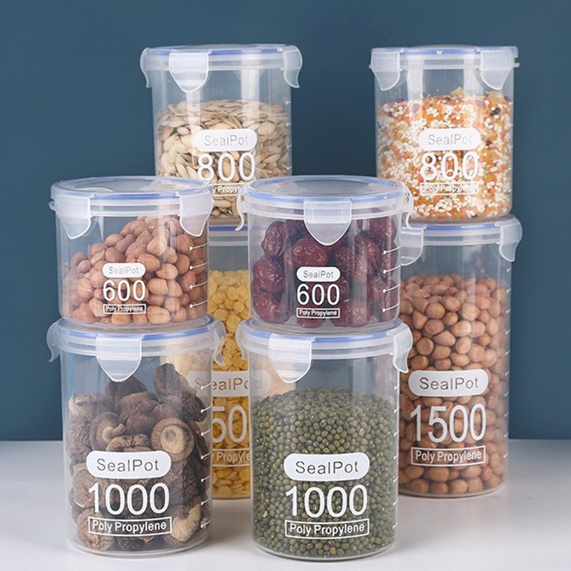 Food Storage Jar Set - 1-4개입 계량 눈금이 있는 밀폐 용기,