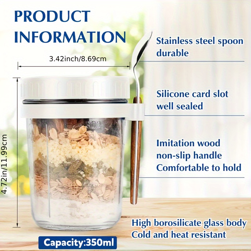 1개/2개 유리 오트밀 컵, 뚜껑과 스푼이 있는 오버나 - Food Storage Jar Set 리뷰 및 가격