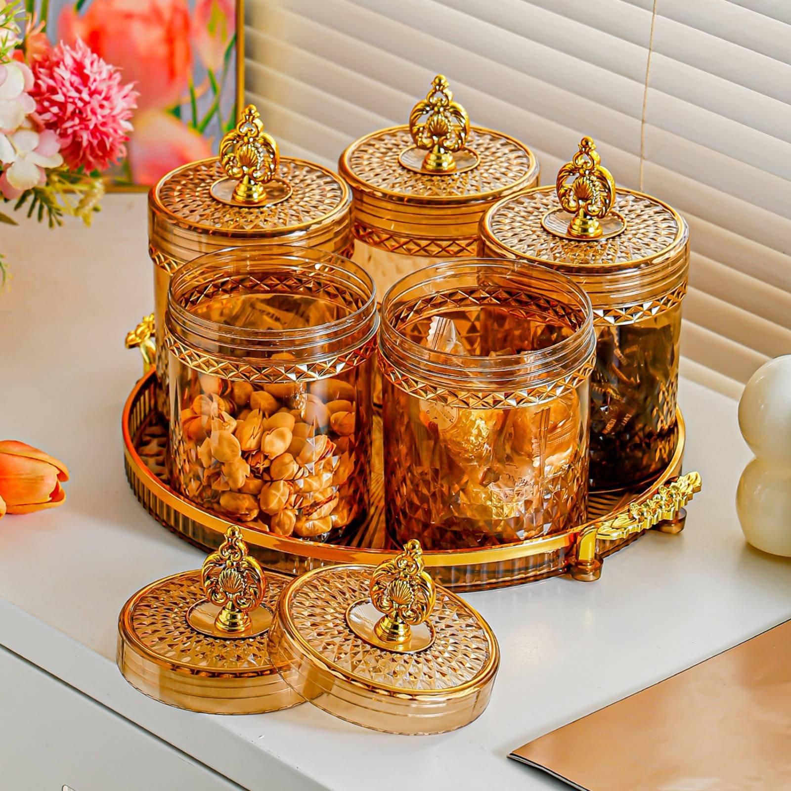 금색 다이아몬드 디자인이 적용된 밀폐형 회전식 보관 용 - Food Storage Jar Set 리뷰 및 가격