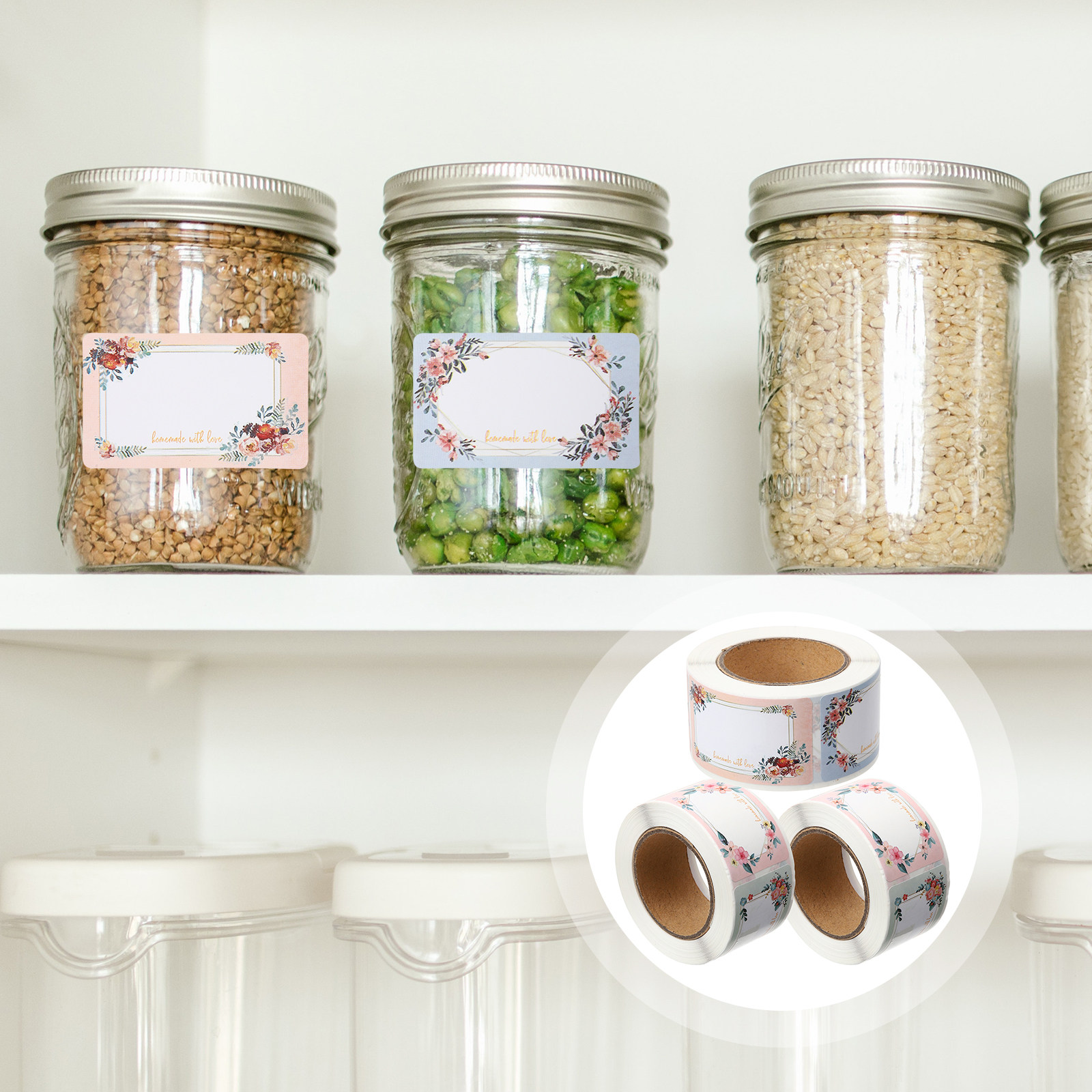 3개들이 무지 이름 스티커, 꽃무늬 병 라벨, 쉽게 떼 - Food Storage Label 리뷰 및 가격