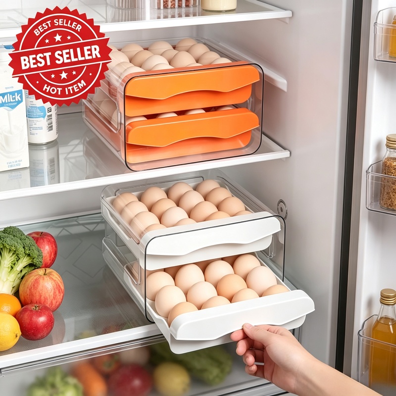 2단 서랍형 냉장고용 계란 보관함, 대용량 플라스틱 재 - Egg Storage Holder 리뷰 및 가격