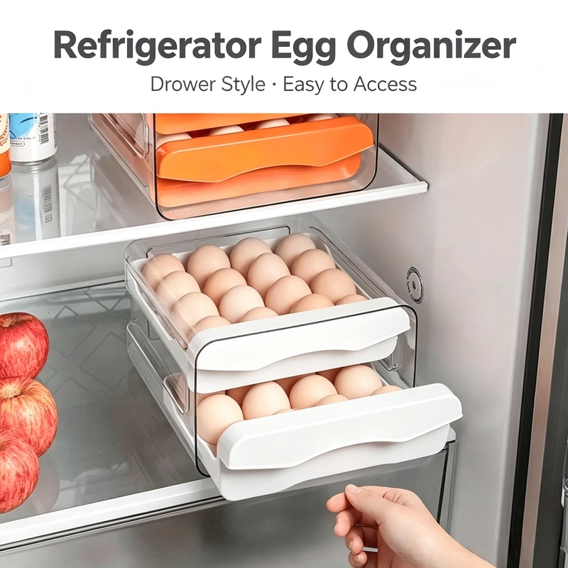 2단 서랍형 냉장고 계란 보관함, 대용량 플라스틱 주방 - Egg Storage Holder 리뷰 및 가격
