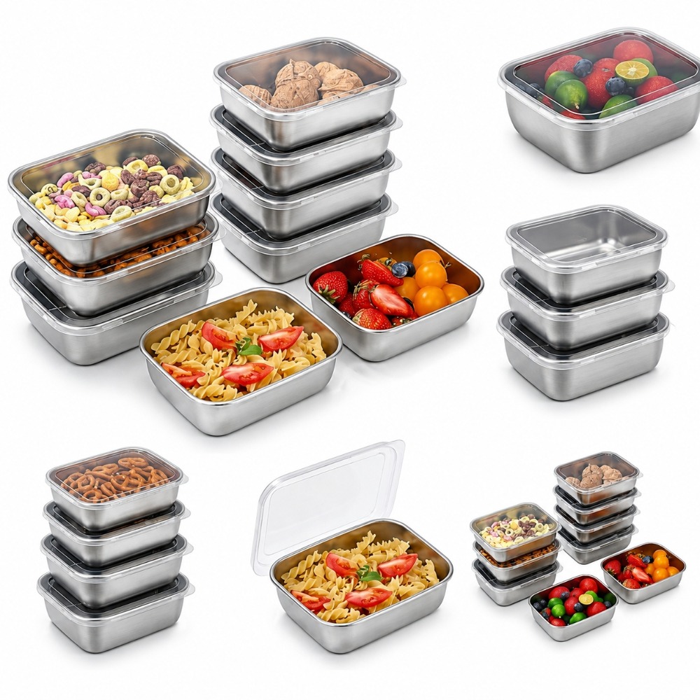 6pcs 스텐 밀폐 용기 스텐 반찬통 누수 방지 6pc - Food Storage Metal Box 리뷰 및 가격