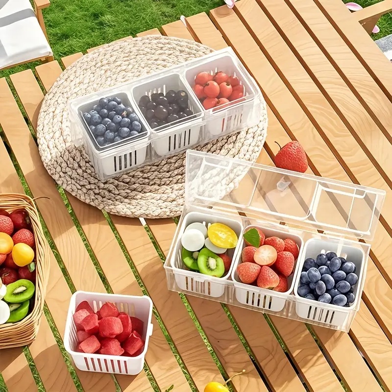 1pc 구획형 식품 보관 용기, 주방 및 피크닉용 사각 - Food Storage Jar Set 리뷰 및 가격