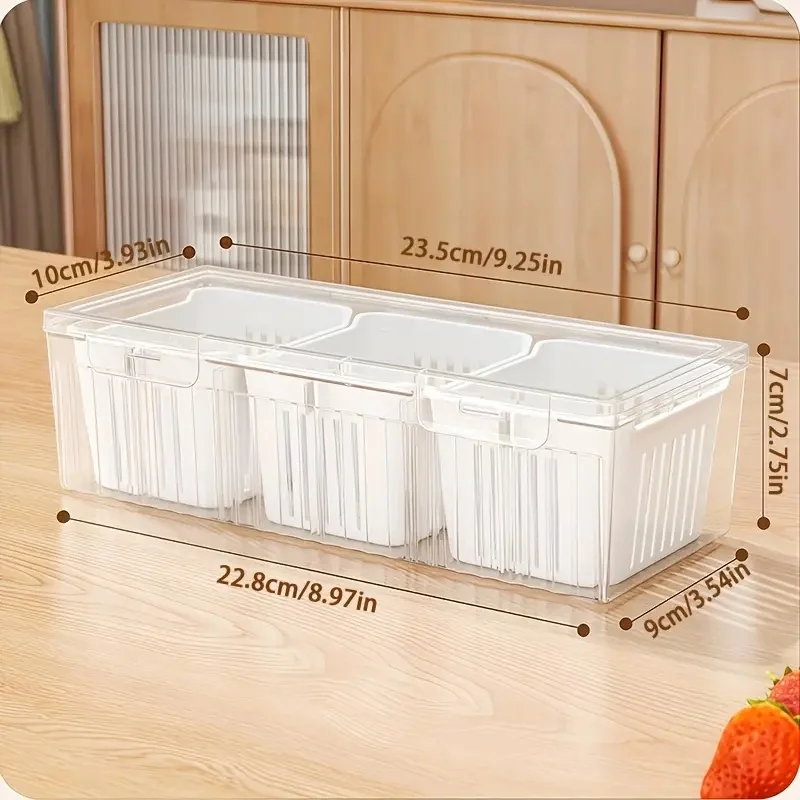 1pc 구획형 식품 보관 용기, 주방 및 피크닉용 사각 - Food Storage Jar Set 리뷰 및 가격