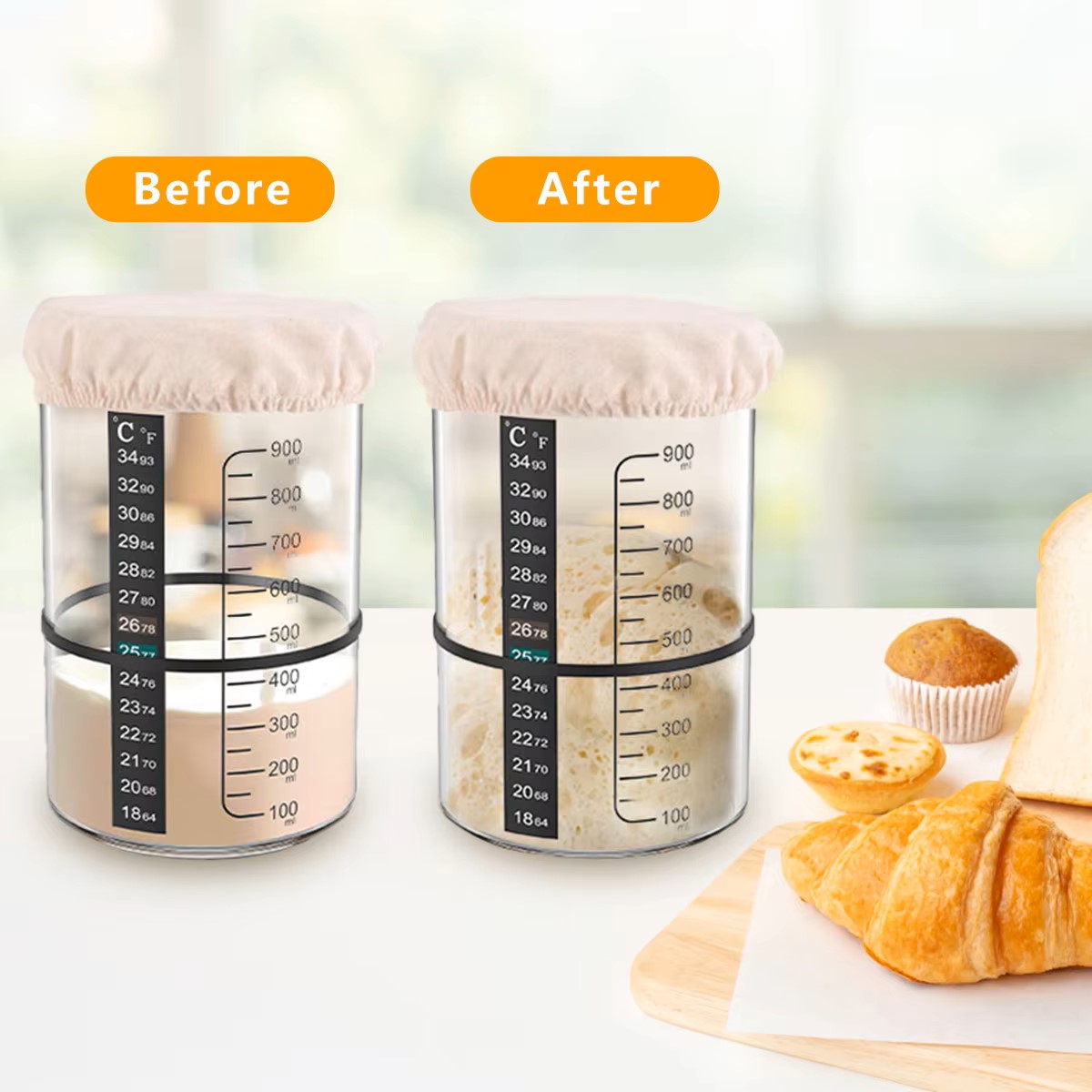 1500/900ml 사워도우 스타터 유리병 세트, 내열 - Food Storage Jar Set 리뷰 및 가격