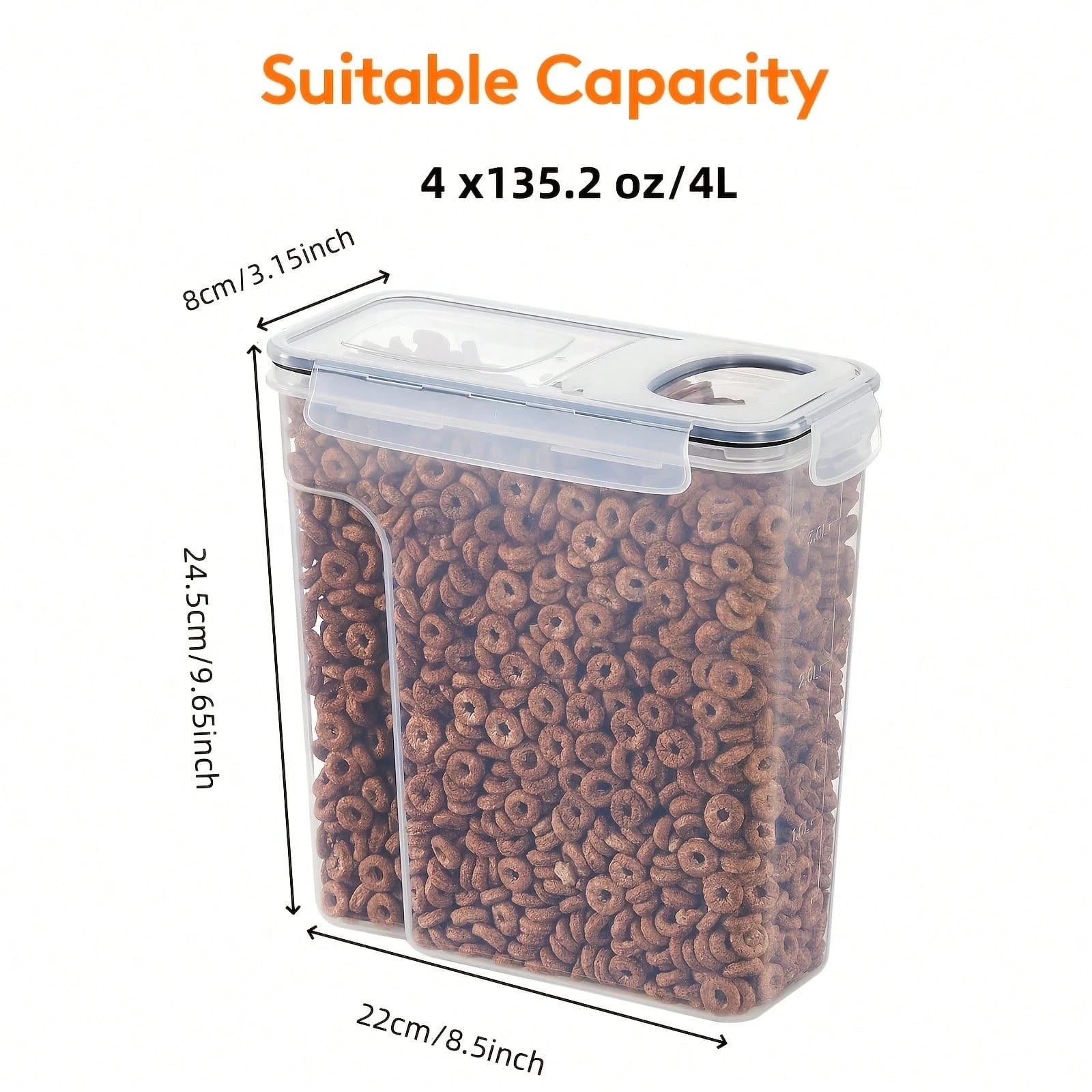 밀폐식 뚜껑이 있는 식품 보관 용기 4개 세트, 시리얼 - Food Storage Labels 리뷰 및 가격