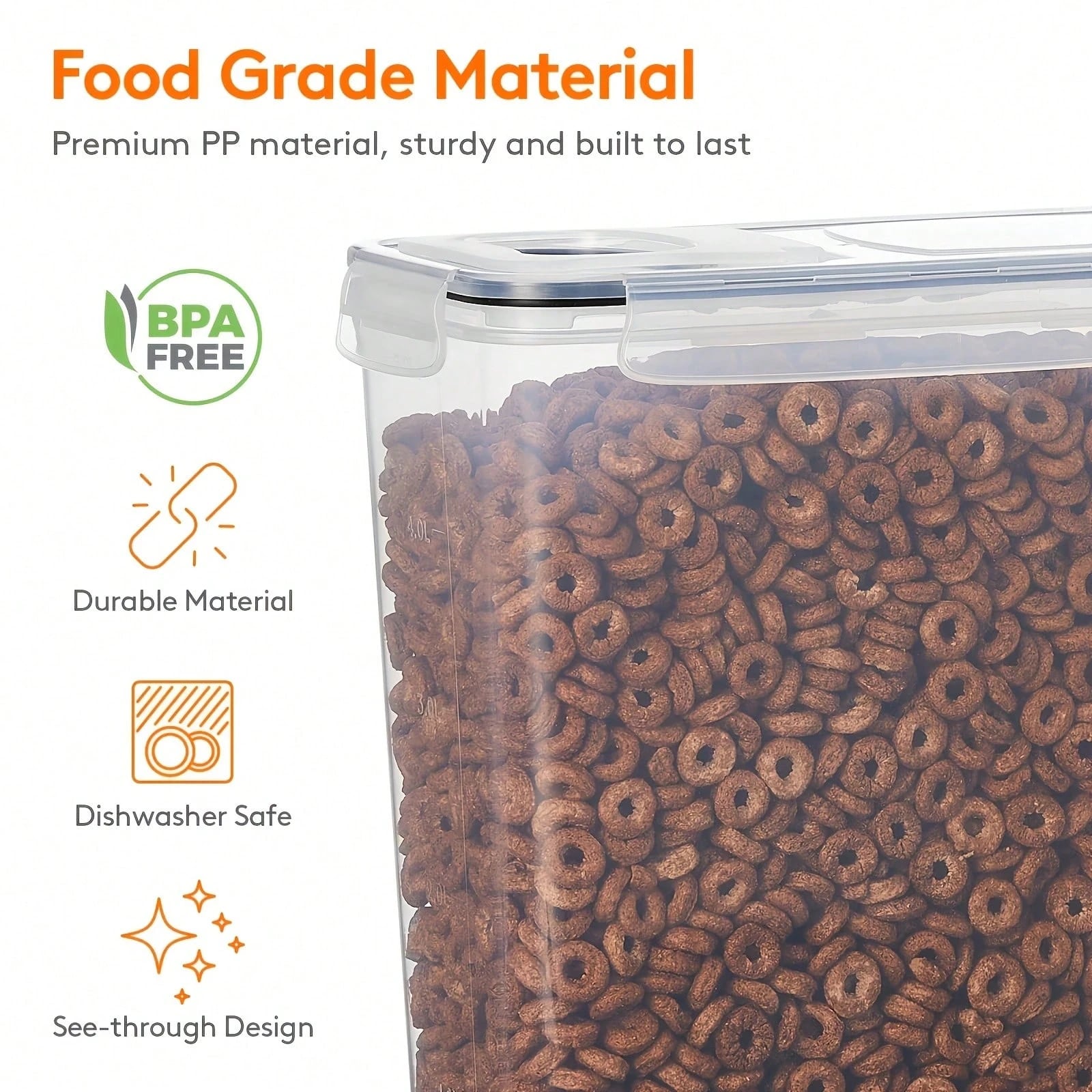 밀폐식 뚜껑이 있는 식품 보관 용기 4개 세트, 시리얼 - Food Storage Labels 리뷰 및 가격