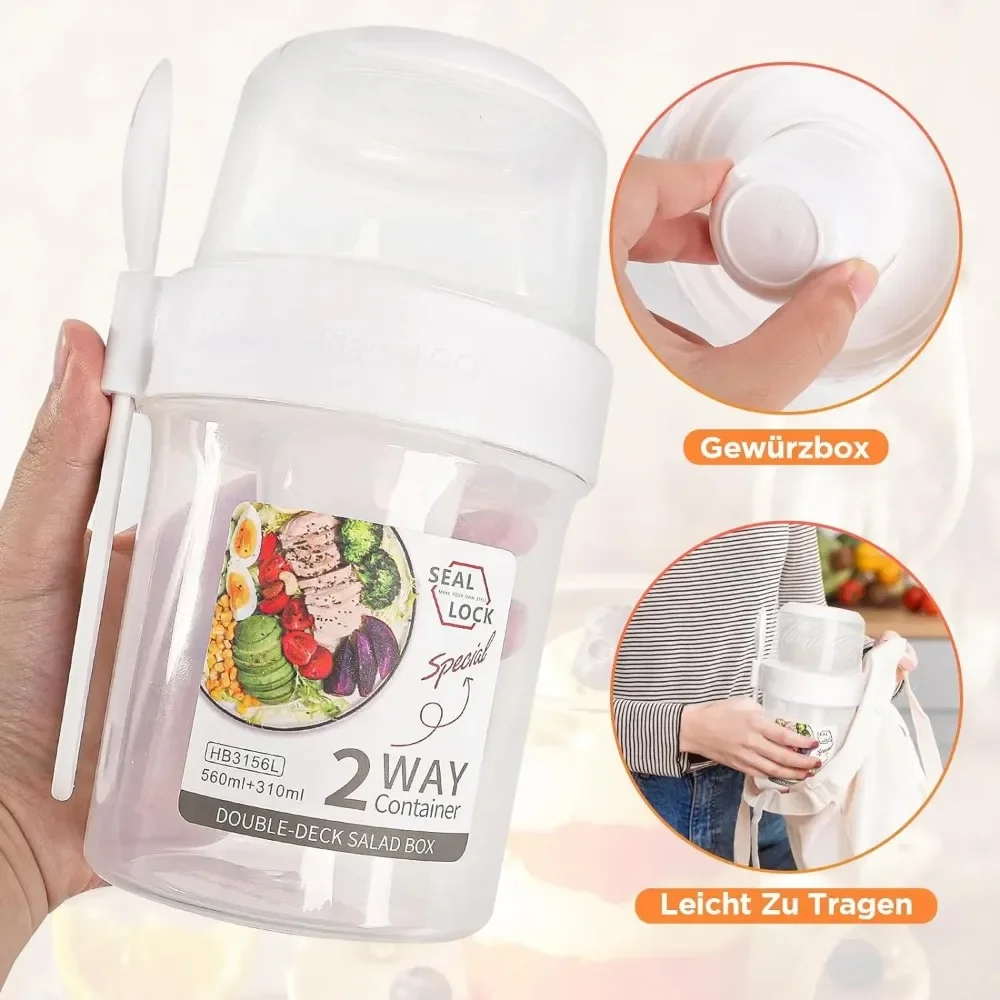 샐러드 컵 아침 식사 컵 휴대용 식품 저장 도시락 상자 - Food Storage Jar Set 리뷰 및 가격