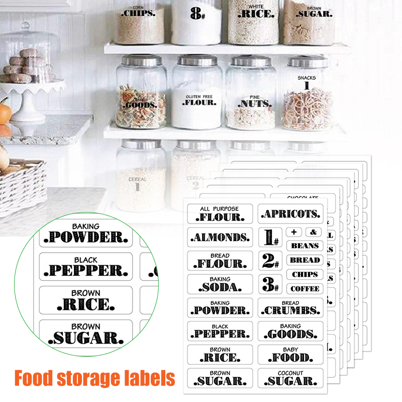 132 피스 주방 음식 스티커 방수 식품 양념 항아리  - Food Storage Label 리뷰 및 가격