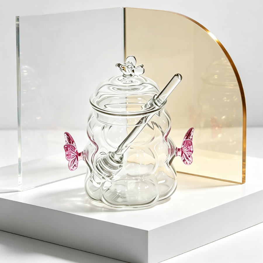 고내열성 붕규산 유리로 만든 꿀병으로, 벌 모양 뚜껑과 - Food Storage Jar Set 리뷰 및 가격