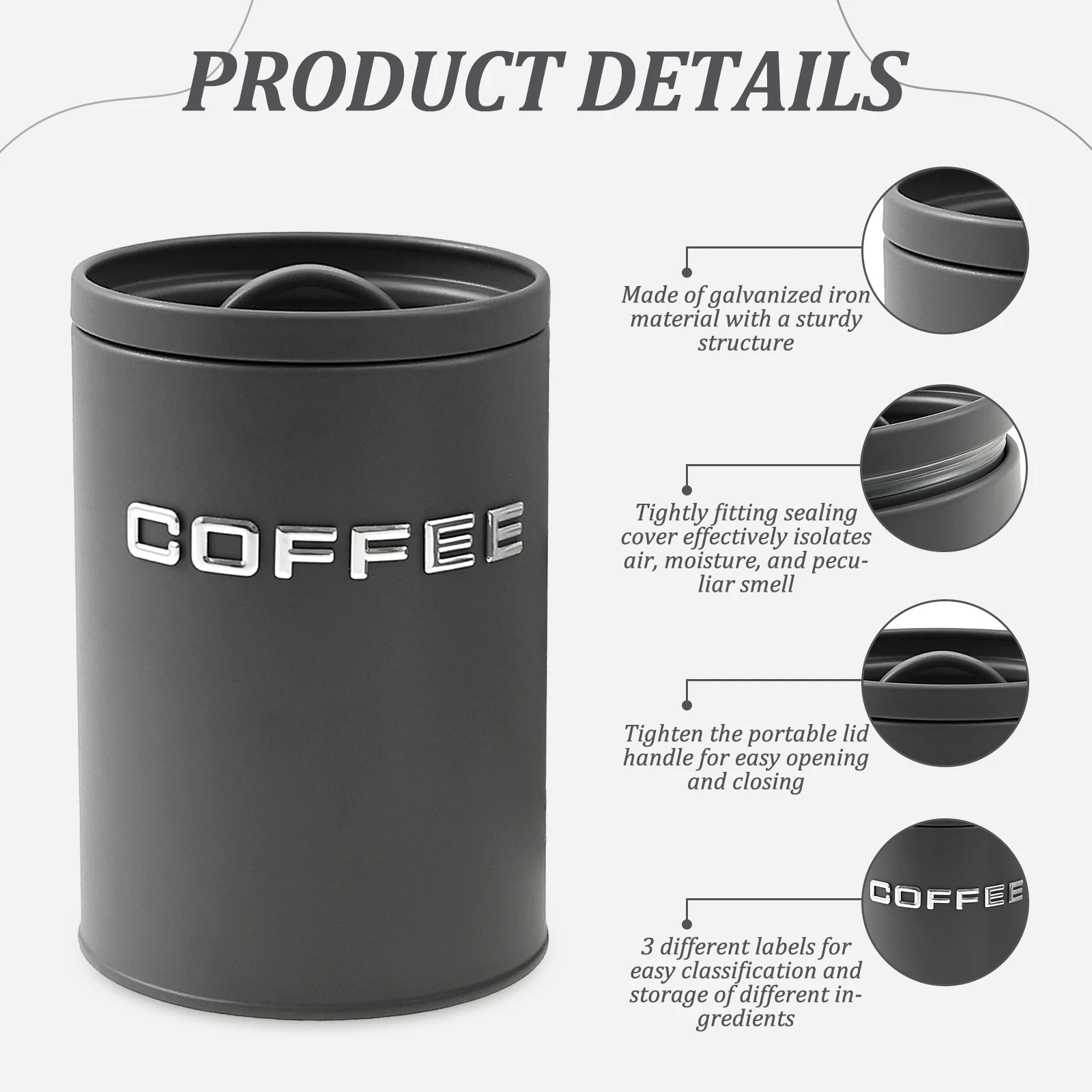 3개 세트 차 커피 설탕 보관 용기 금속 원형 주방 용 - Food Storage Metal Box 리뷰 및 가격