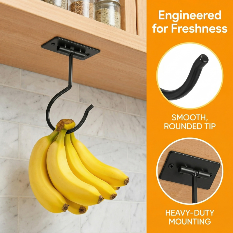 블랙 메탈 셀프 접착식 바나나 걸이 접이식 수납 랙 공 - Food Storage Organizer 리뷰 및 가격