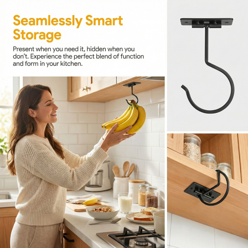 블랙 메탈 셀프 접착식 바나나 걸이 접이식 수납 랙 공 - Food Storage Organizer 리뷰 및 가격