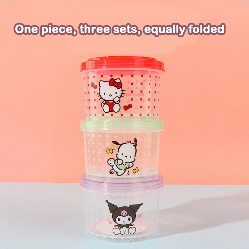 키티 도시락 세트 3종 귀여운 쌓을 수 있는 뚜껑있는  - Food Storage Jar Set 리뷰 및 가격
